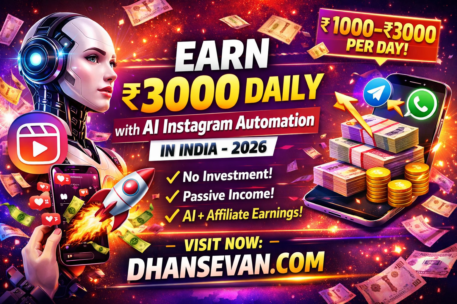 Thumbnail for The Bizarre 5-Minute Trick in Earn ₹3000 Daily with AI Instagram Automation in India That Pays Real Money (Proof Inside) - Dhansevan Gaming News & Tutorials