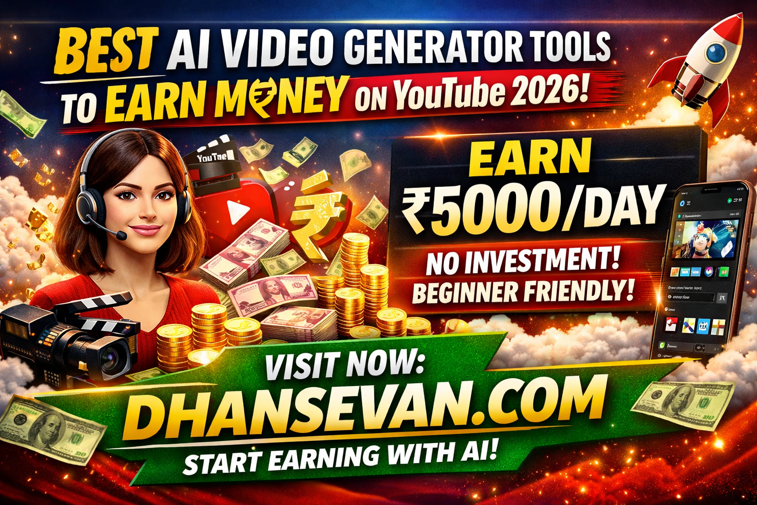Thumbnail for People Are Quietly Making ₹1000 Daily From Best AI Video Generator Tools to Earn Money on YouTube (And It's Legal) - Dhansevan Gaming News & Tutorials