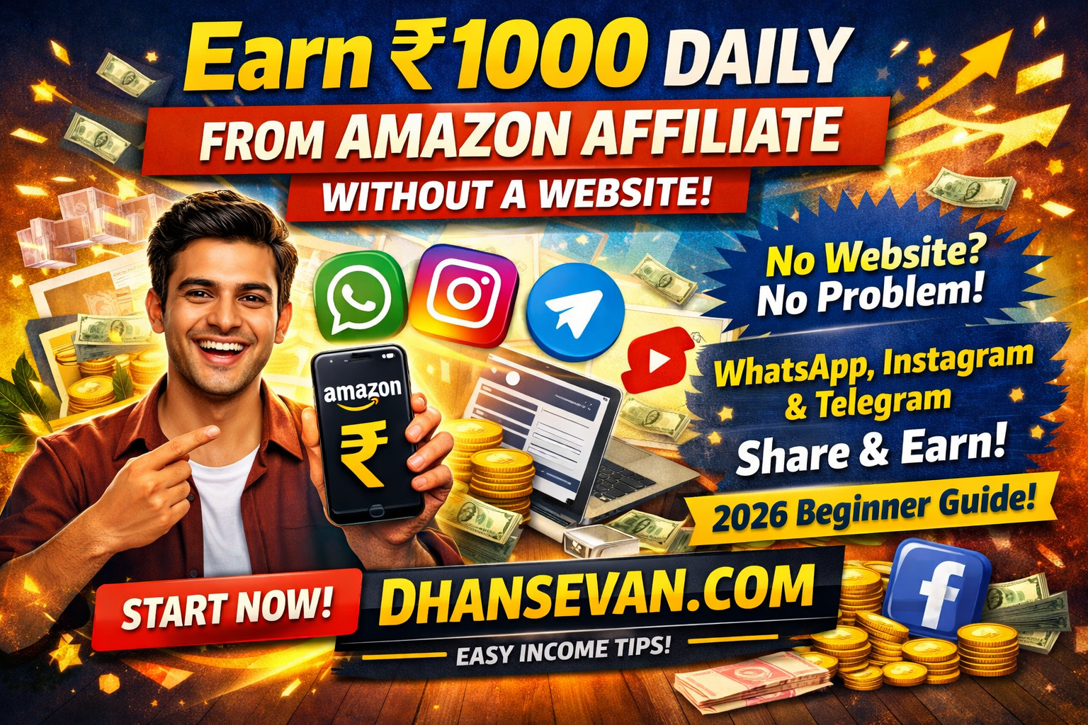 Thumbnail for People Are Quietly Making ₹1000 Daily From Earn ₹1000 Daily from Amazon Affiliate Without Website in India (And It's Legal) - Dhansevan Gaming News & Tutorials
