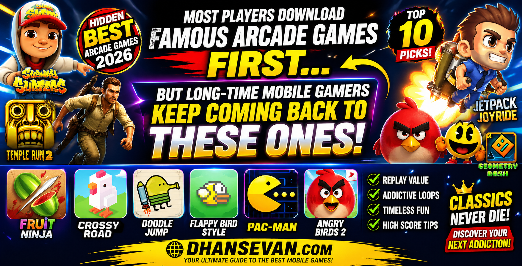 Most Players Download Famous Arcade Games First… But Long-Time Mobile Gamers Often Keep Coming Back to Different Ones