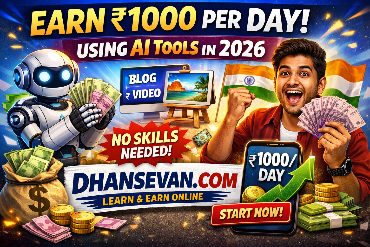 Thumbnail for The Bizarre 5-Minute Trick in Earn ₹1000 Per Day Using AI Tools in India That Pays Real Money (Proof Inside) - Dhansevan Gaming News & Tutorials