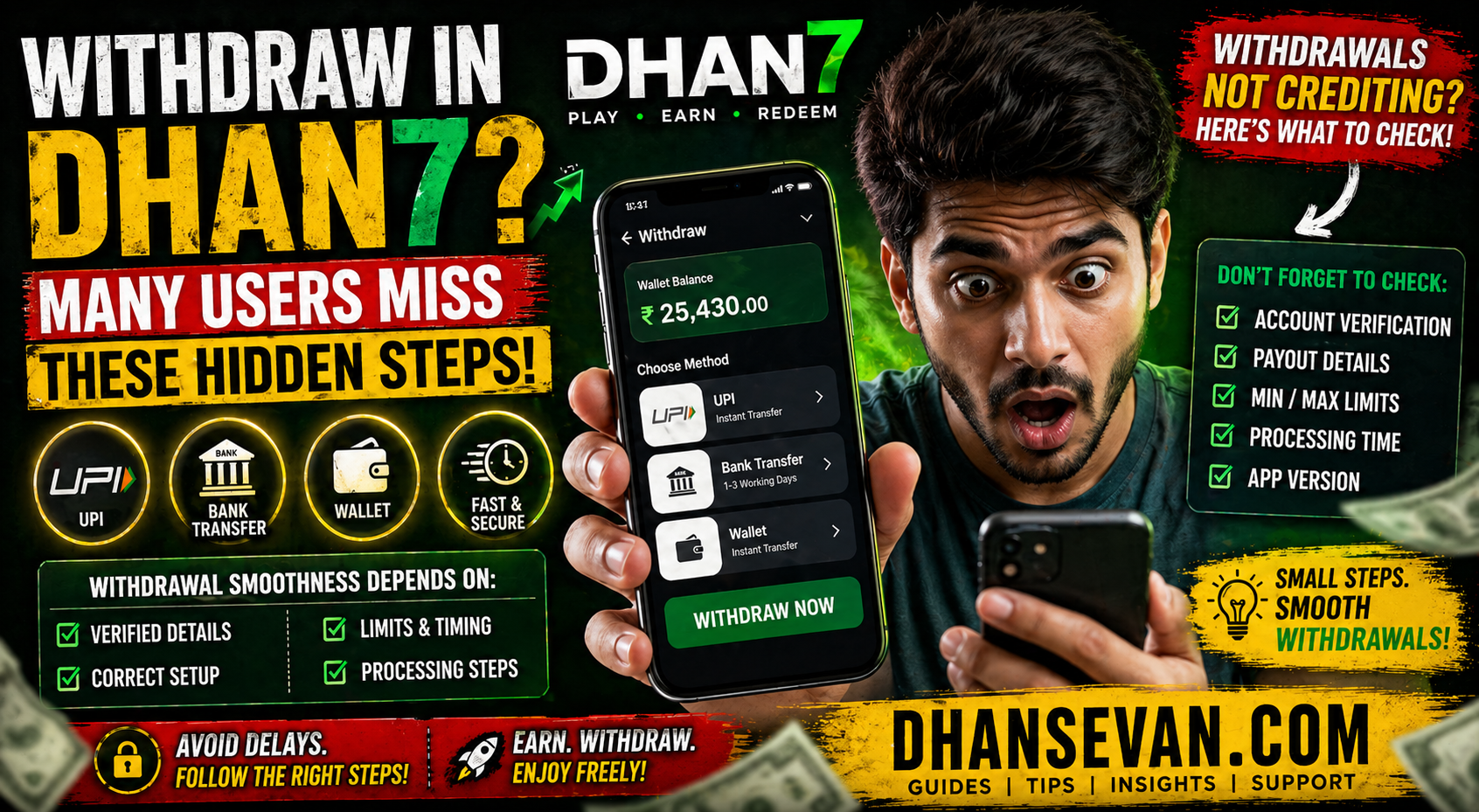 Thumbnail for Many Users Focus On Earning In DHAN7… But Smooth Withdrawals Often Depend On A Few Steps People Miss - Dhansevan Gaming News & Tutorials