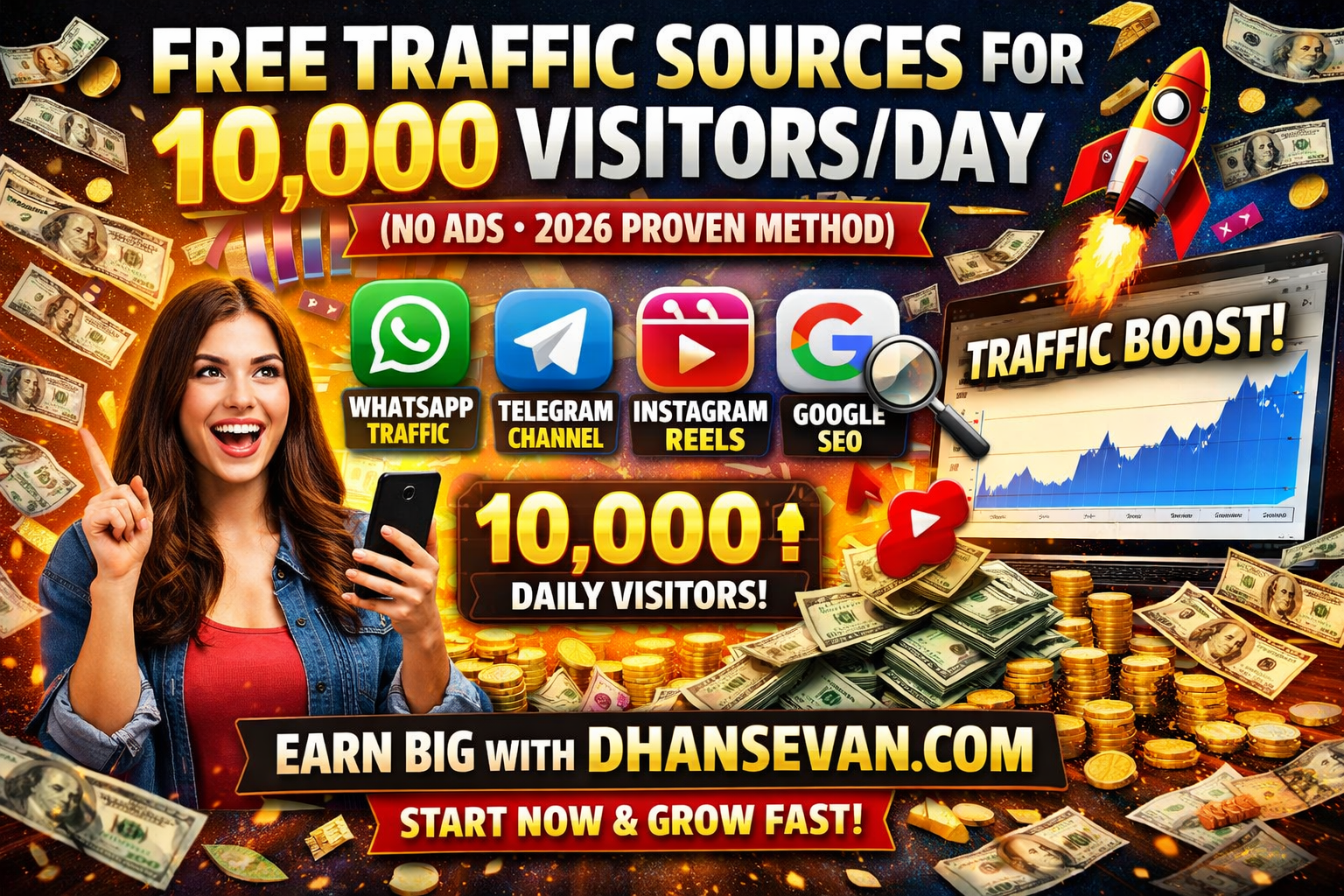 Thumbnail for Free Traffic Sources That Give 10,000 Visitors/Day in 2026: The Bizarre Truth That Will Change Everything - Dhansevan Gaming News & Tutorials
