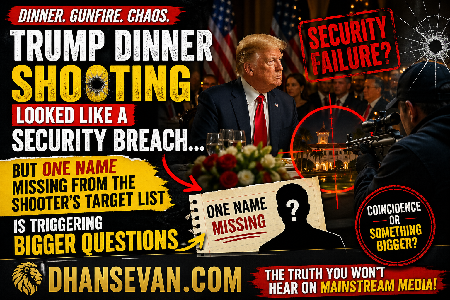 Trump Dinner Shooting Looked Like A Security Breach… But One Name Missing From The Shooter’s Target List Is Triggering Bigger Questions