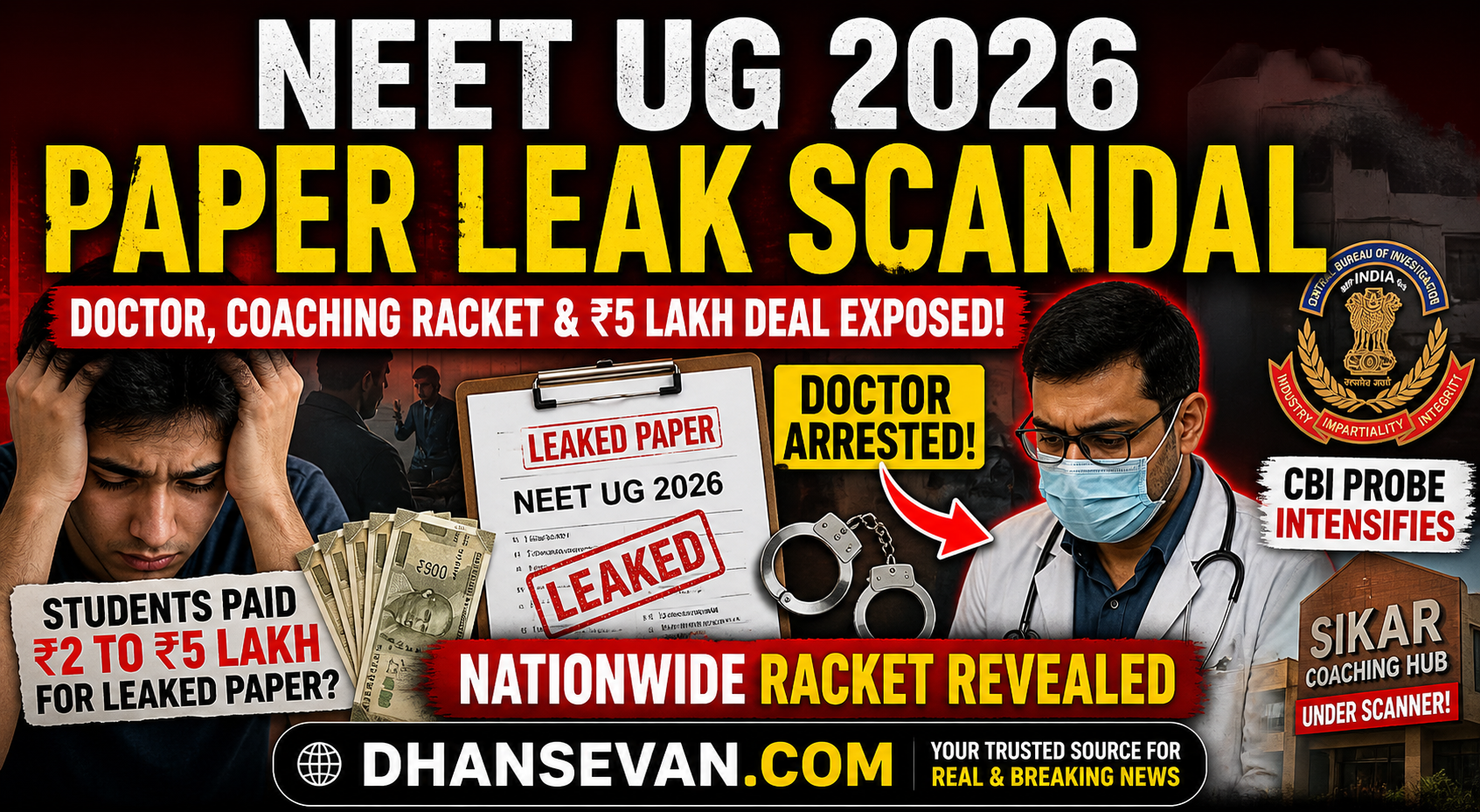 NEET UG 2026 Paper Leak Explodes Nationwide: Doctor, Coaching Links & ₹5 Lakh Deals Shock Students Across India