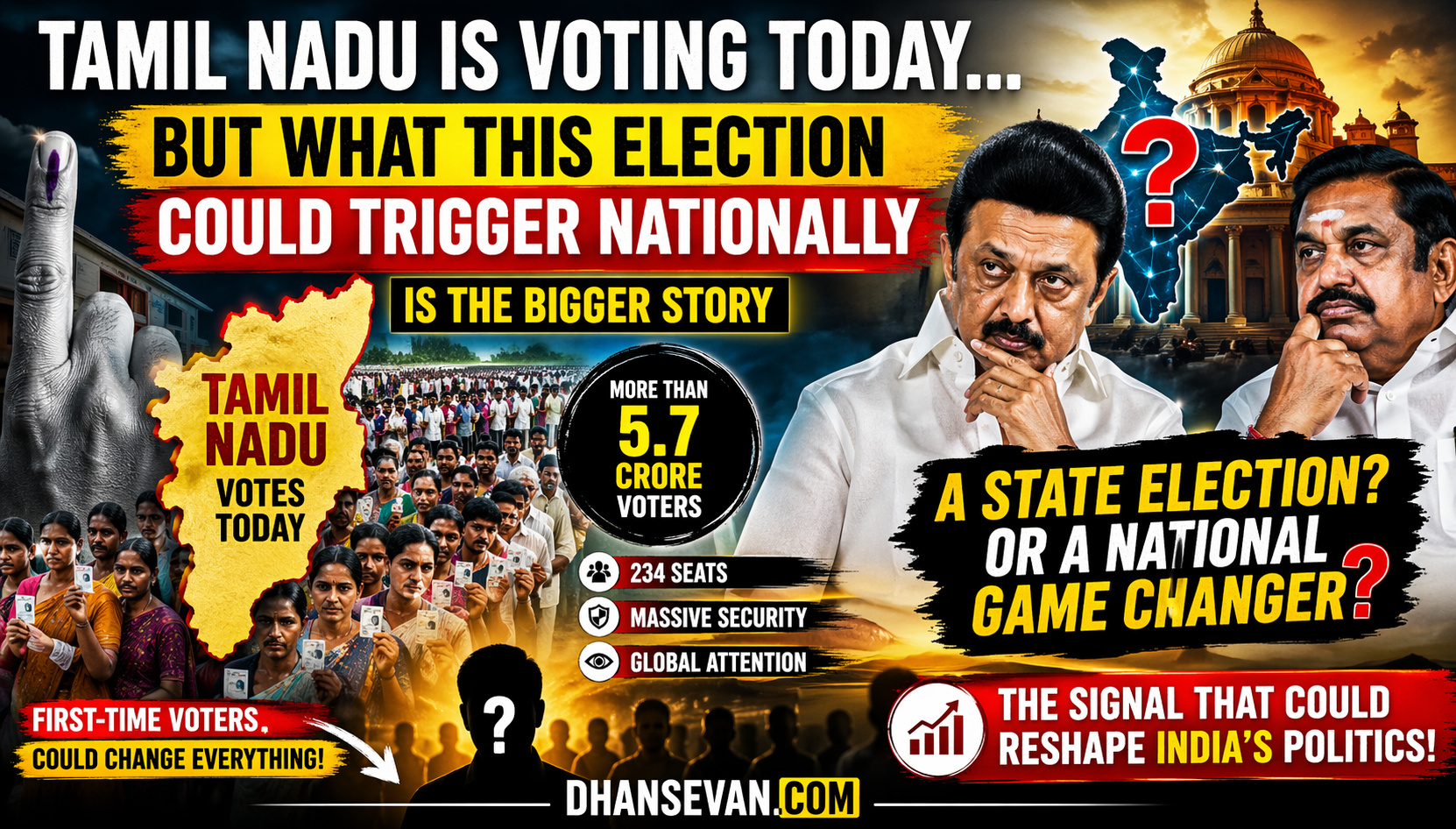 Thumbnail for Tamil Nadu Is Voting Today… But What This Election Could Trigger Nationally Is the Bigger Story - Dhansevan Gaming News & Tutorials