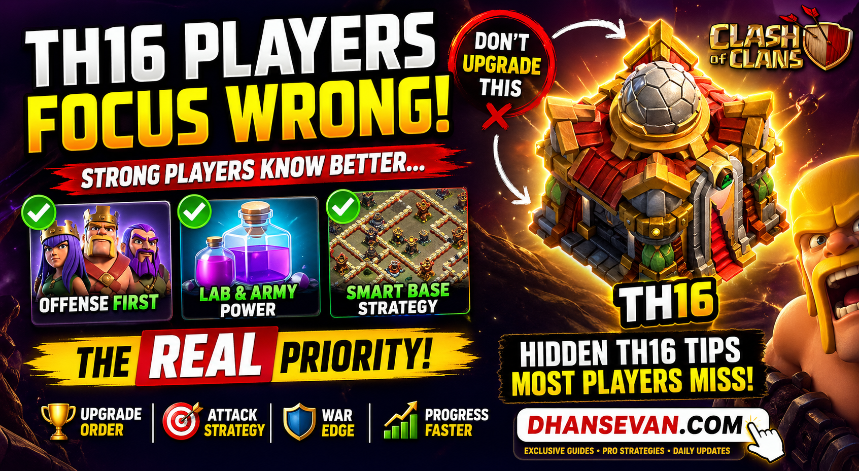 Thumbnail for Most TH16 Players Focus On Bigger Armies First… But Strong Clash Players Usually Prioritize Something Else - Dhansevan Gaming News & Tutorials