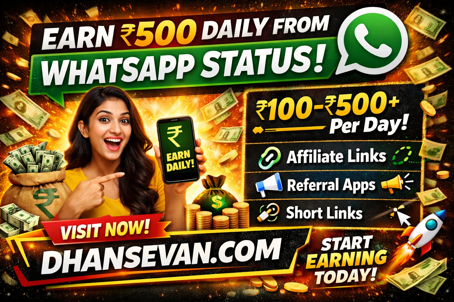 Thumbnail for The Bizarre 5-Minute Trick in Earn ₹500 Daily from WhatsApp Status in India That Pays Real Money (Proof Inside) - Dhansevan Gaming News & Tutorials